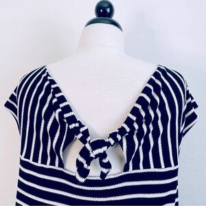LOFT Striped Cut Out Knit Top